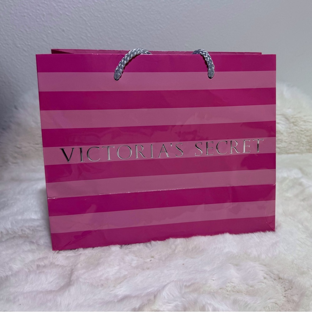 Victoria's Secret Pink Striped Medium Gift Shopping Bag
